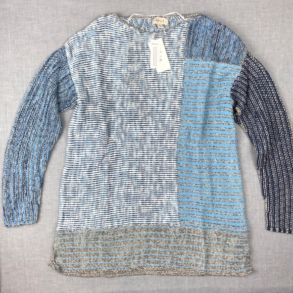 Style & Co Blue Colorblock Boatneck Sweater Small - Picture 2 of 4